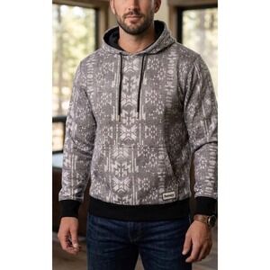 Hooey Mens Aztec Print Pullover Hoodie Grey Black Western Sweatshirt XL